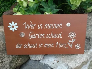 Edelrost Optik Schild Tafel Wer in meinen Garten schaut Dekoration Spruch - Bild 1 von 1