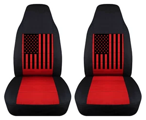 Fundas de asiento hechas a medida de 1991-2002 para Ford Explorer negras cubiertas de asiento rojas bandera de EE. UU. - Imagen 1 de 8