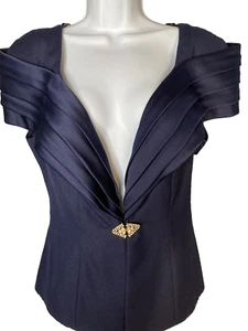 Alex Evenings Cocktail Dress Top Size 14 Navy - Picture 1 of 7