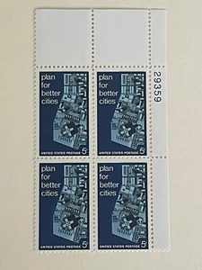 1967 Plate Block of 4 stamps - Scott 1333 - Plan/ Better Cities -  5 cents - MNH - Picture 1 of 1