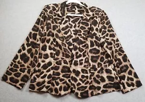Zanzea Blazer Jacket Women’s Large L Brown Leopard Print Long Sleeve One Button - Picture 1 of 13