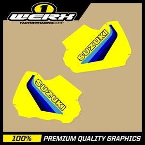 SUZUKI RM 250 1981 465 1981-82 500 1983 EVO MX CALCOMANÍAS TANQUE GRÁFICOS FABRICANTE DE EQUIPOS ORIGINALES 1982 - Imagen 1 de 1