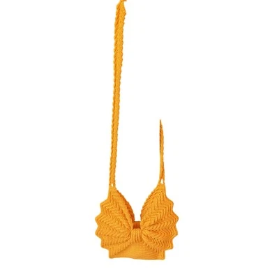 Bolso de hombro con lazo de ganchillo amarillo hecho a mano único bolso de mano novedad Foto 1 de 4