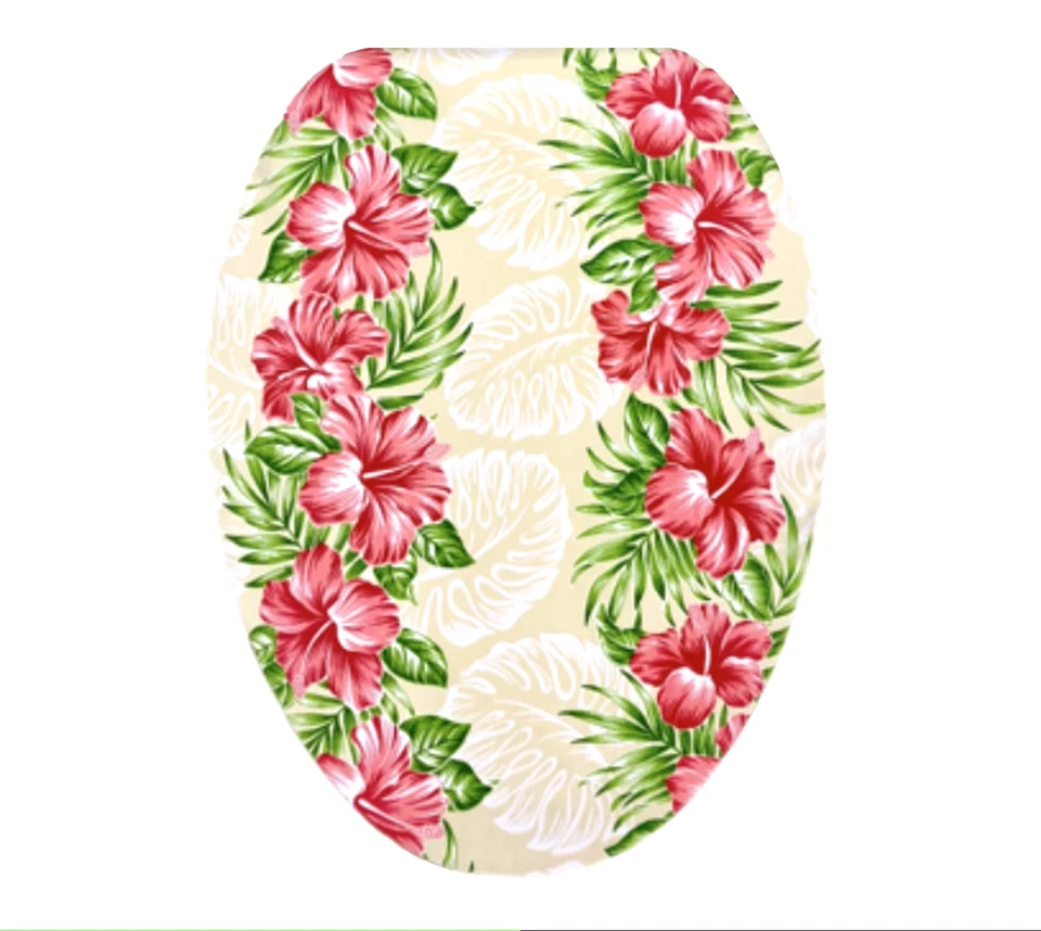 Casa de playa de hibisco rosa tropical Hawaii Aloha - Cubierta de tapa de asiento de inodoro Foto 1 de 1