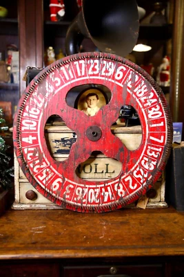 Antique Gambling Wheel wood Carnival Casino Roulette Game Sign Vintage oddity - Image 1 of 4