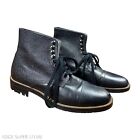 J. Lindeberg Stivaletto Black Brown Heavy Lace Up Italian Leather Boots Size 9
