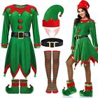 Adult Christmas Elf Costume Belt Striped Over Knee Socks Elf Ears Hat Shoes