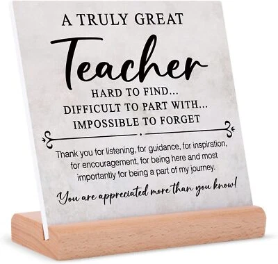 Presentes de apreciação de professores, placas com suporte de madeira cinza -  - Imagem 1 de 4