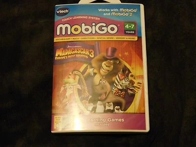 Vtech MobiGo Learning Software Cartridge Madagascar 3 Math Vocabulary 4-7 New - Image 1 of 2