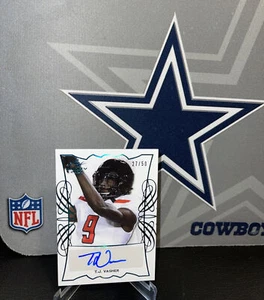 T.J. VASHER - 2021 Leaf Trinity SPECTRUM PLATINUM Rookie AUTO 27/50 - COWBOYS RC - Picture 1 of 4