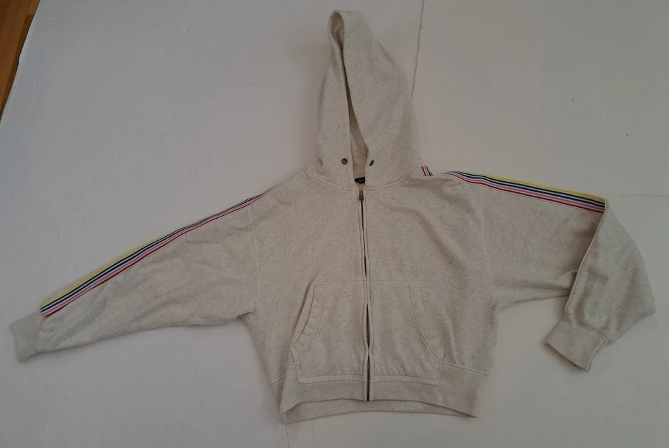 Sudadera con capucha vintage a rayas arco iris Abercrombie&Fitch cremallera mediana Foto 1 de 4