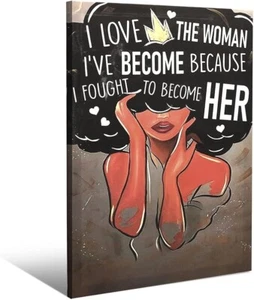 BFSA Afroamerikanisches Wandbild, schwarzes Mädchen Wandbild Leinwandbilder 16x24 Zoll - Bild 1 von 5