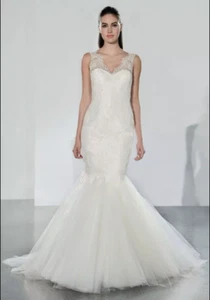Romona Keveza RK577 Ivory 10 Mermaid Wedding Gown Dress Sexy Lace $3,349 NWT - Picture 1 of 8