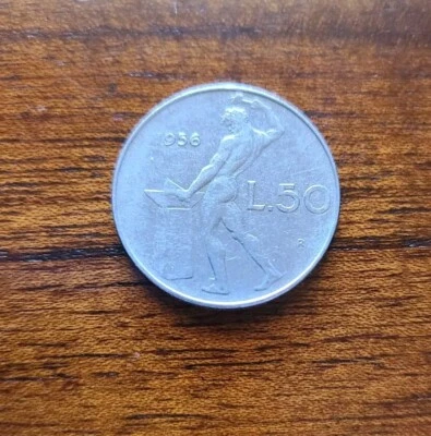 1956 Italy 50 Lire - Old Antique Coin - Image 1 of 3