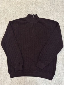 Peru Unlimited Baby Alpaka 1/4 Reißverschluss angedeuteter Pullover lila weinrot meliert Herren Large - Bild 1 von 14