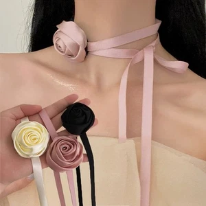 Satin Rose Hair Tie For Ponytail Cute Fashion Handmade Women Hair Accessories - Picture 1 of 24