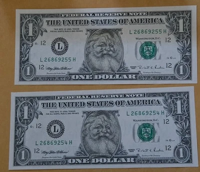 Santa dollars.. Real one dollar currency. - Image 1 of 4