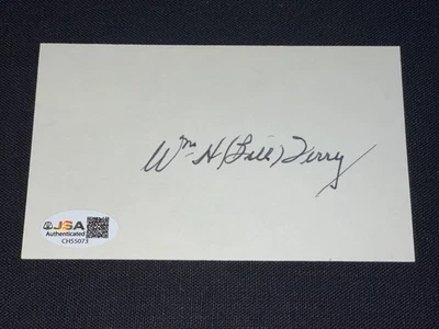 Bill Terry Signed 3x5 Index Card JSA COA New York Giants - Image 1 of 2