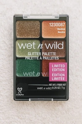 🌟 Wet n Wild 6-Pan Glitter Eyeshadow Palette – Neutral Browns + Greens - Image 1 of 4
