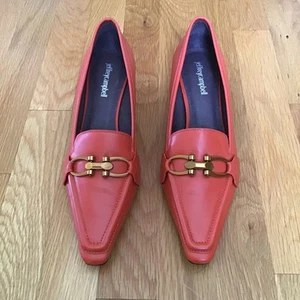Jeffrey Campbell New Womens Size 7.5 Hysteric Orange Kitten Heel Shoes Gold Bit - Picture 1 of 12