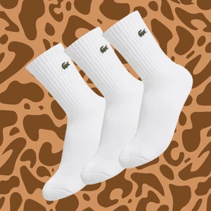 Lacoste Sports Cushion Crew Socks 3pcs RA903B-55N 001 Unisex Casual Socks White - Picture 1 of 10