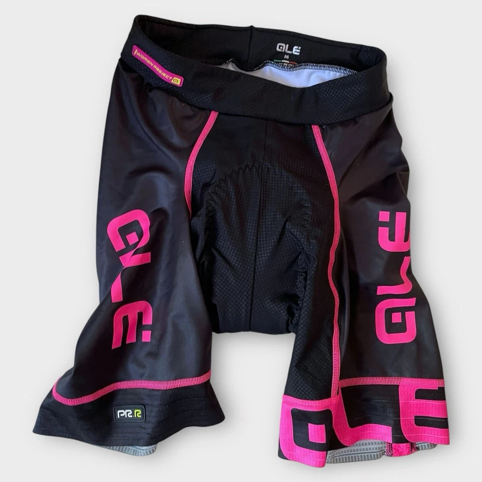 Ale PRR women's cycling shorts padded pull on black/pink made in Italy - Image 1 of 4