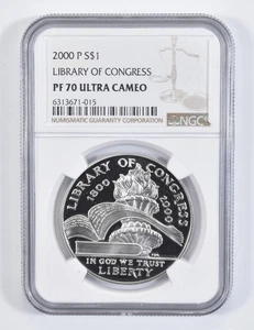 PF70 2000 P Library of Congress Commemorative Proof Silver Dollar NGC *4509 - Picture 1 of 5