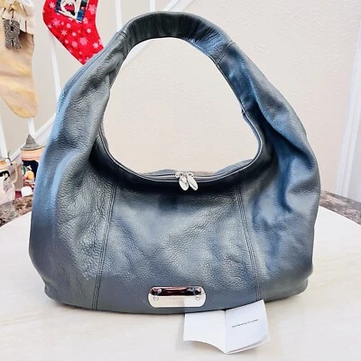 Furla Gray Cervo Hobo Pebble Leather Large Shoulder Handbag Made in Italy Zipper - Image 1 of 4