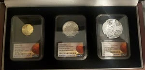 2020 Basketball Hall Of Fame Gold 3-Coin Set Kareem Abdul Jabbar Signed RARE - Picture 1 of 2