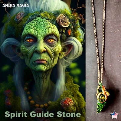 Uncut Gemstone Pendant Necklace Spirit Guide Witch Magic Portal Amulet Raw Stone - Image 1 of 4