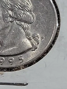 1995 P Washington Quarter Die Crack Error Pony Tail To Rim 5003 - Picture 1 of 4