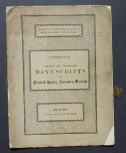 1912 London Sotheby's Manuscript collection & rare Books Auction Catalog SCARCE- - Picture 1 of 1