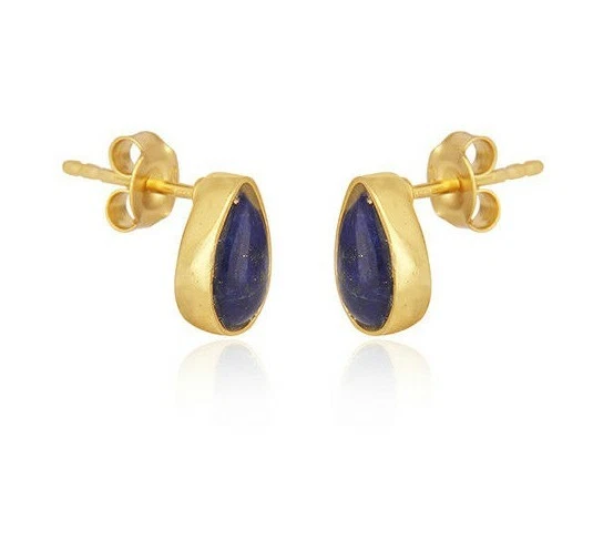 Aretes de lapislázuli enchapados en oro de 18 quilates de plata de ley 925 joyas de piedras preciosas Foto 1 de 3