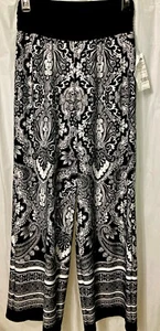 AB Studio Women's Pant Size M, Black And White Paisley Design, Wide Leg NWT - Picture 1 of 5