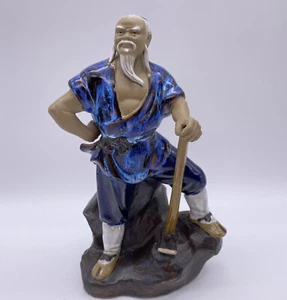 Ceramic Farming Chinese Farmer Asian MUDMAN Glazed Figurine Shiwan Artistic - Picture 1 of 6