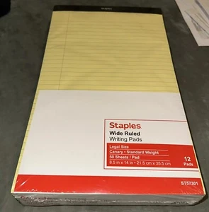 Staples Notepads 8.5" x 14" Wide Yellow 50 Sheets/Pad 12 Pads/PK (26830) 163857 - Picture 1 of 5