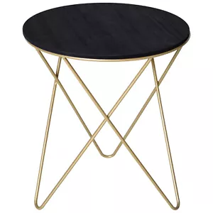 HOMCOM Round Coffee Table Sofa End Side Wood Metal Bedside Table  - Black Gold - Picture 1 of 11
