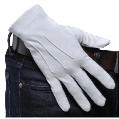 White Masonic Services Police Parade Magic Ceremonial Gloves  - image 1 of 3