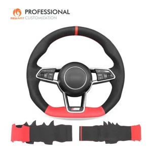 MEWANT DIY Custom Black Red Suede Steering Wheel Cover for Audi TT RS R8 TTS - Imagen 1 de 10