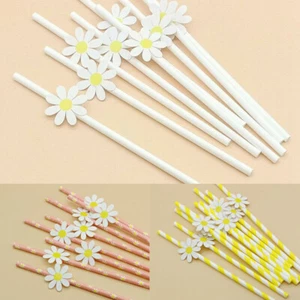 Disposable Paper Straws Sweet Daisy Flower Straws Bar Drinking Birthday 20Pcs - Picture 1 of 10