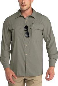 Men'S UPF 50+ UV Sun Protection Shirt, Long Sleeve Hiking Fishing Shirt Cooling - Picture 1 of 7