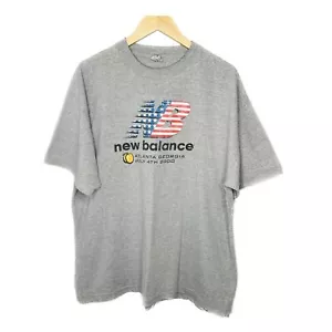 T-shirt vintage New Balance grigia SS L grafica anteriore Atlanta GA 4 luglio 2000 patriottica - Foto 1 di 5