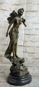 Bronze Fairy Angel Flowers Statue Sculpture Collectible Sign Classic Artwork Art - Picture 1 of 10