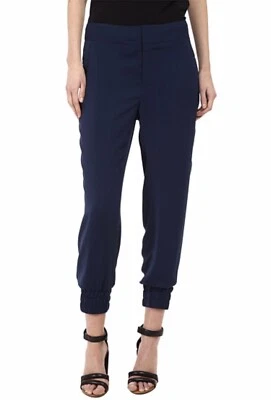 HELMUT LANG Solar Drape Pant S Navy Blue Style F02HW213 Pull On Women's SMALL - Image 1 of 4