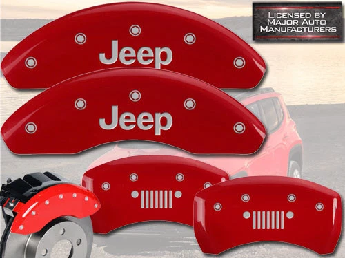 2015-2017 Jeep Renegade Front + Rear Red MGP Brake Disc Caliper Covers "Grill" - Image 1 of 4