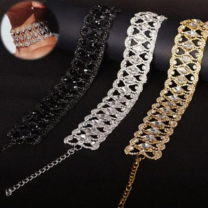 Women Crystal Fashion Necklace Diamond Wedding Jewelry Choker Full  Rhinestone - Picture 1 of 15