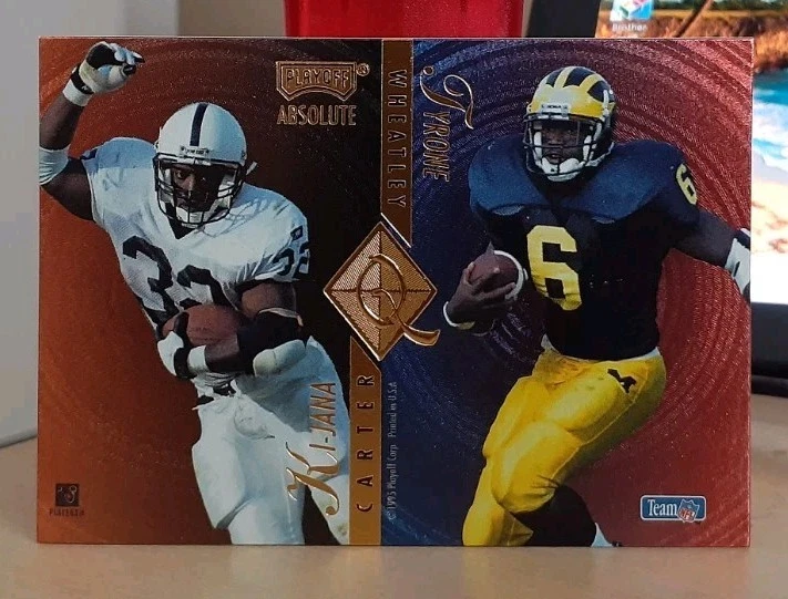 1995 Playoff Absolute ROOKIE Quad Tyrone Wheatley #Q43 MICHIGAN WOLVERINES - Image 1 of 2