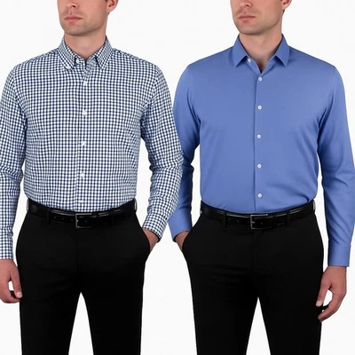Pacote com 2 camisas sociais masculinas Nautica desempenho stretch tamanho XL 17-17.5/32-33 - Imagem 1 de 3