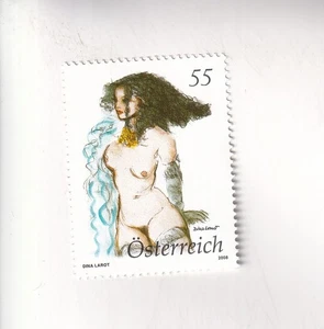 ÖSTERREICH Briefmarke EROTIK NUDE AKT Frau Feme DINA LAROT Postfrisch - Foto 1 di 1