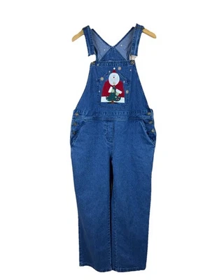 Mono vaquero Christopher & Banks para mujer con bordado de Santa talla M Y2K Foto 1 de 4